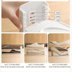 Shoe Slots Organizer 10 Pack - Shoe Stackers, Space Savers 50%, 3 Levels Adjustable, Double Layer Holders for Closet, Space Saver for Entryway,White