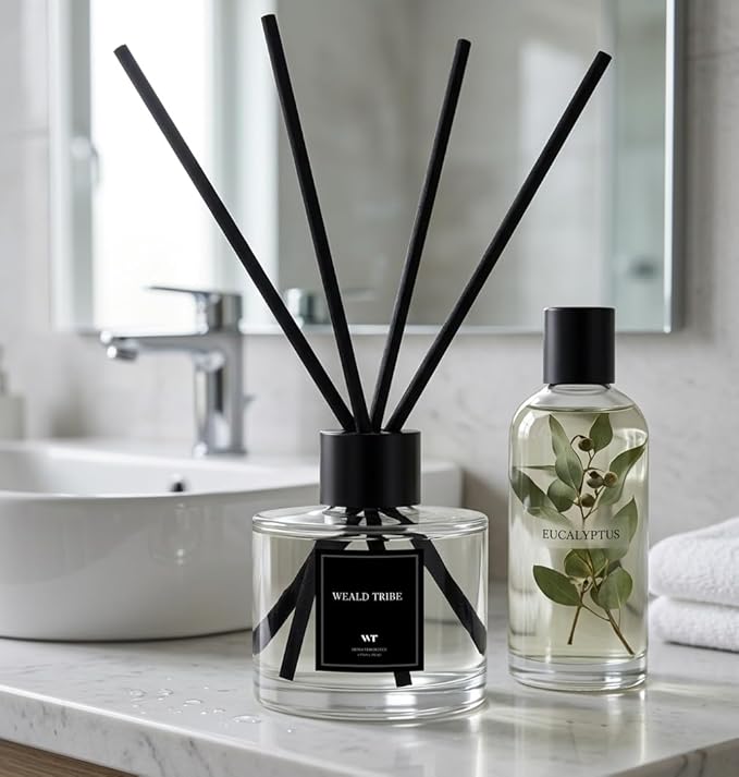 Reed Diffuser Set of 3 for Bathroom Air Fresheners, Oil Diffuser Sticks | Tuberose, Gardenia, Freesia Scent(1.7 fl oz Each Pack) Home Fragrance with 12 Stick Defusers | House Shelf Decor