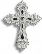 Comfy Hour 13.8" Decorative Hollow Out Wall Cross, Rustic White Victorian Style Religious Plaque, Artisan Finished Spiritual Wall Art for Home Sanctuary & Office, Polyresin Sculpture, 1 Piece