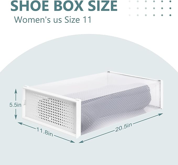 DHMAKER 8 Pack Boot Storage Box, Stackable Clear Plastic Boot Shoe Organizer for Tall Boots, Closet, Drop Front Boot Organizer, Large Shoe Container Boot Storage with Lid, 20.5" x 11.8" x 5.5"