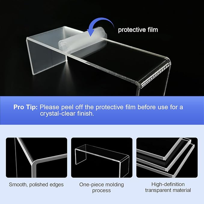 OVNTHYK Acrylic Risers 10 Pcs (2 Sets) – Large Display Risers, Clear Perfume Organizer Stands for Figures, Jewelry, Decorations, Cupcakes & Dessert Table Display