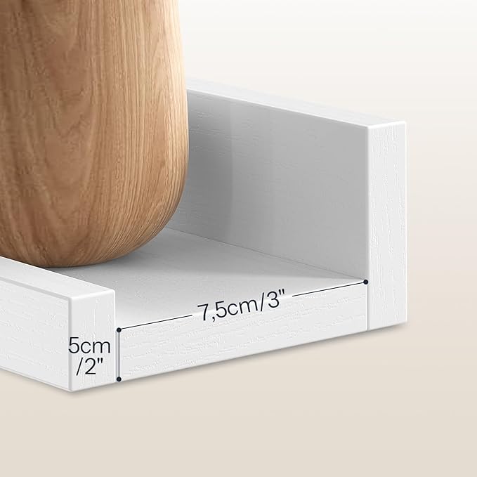 HOOBRO Floating Shelves, Wall Shelf Set of 3, 35.4 Inches Hanging Shelf with Raised Edge and Invisible Brackets, for Bathroom, Bedroom, Kitchen, Office, Living Room Decor, White WT90BJ01
