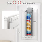 Hat Rack for Door and Closet – Large Capacity Hanging Hat Rack Organizer Holds 30-35 Caps, Over the Door Hat Storage Organizer for Bedroom, Entrance or Dorm, 2 Pack, Grey