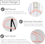 MIZGI Premium Velvet Hangers (Pack of 50) Heavyduty - Non Slip - Velvet Suit Hangers Blush Pink - Gold Hooks,Space Saving Clothes Hangers Felt Organizer