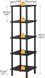 HOOBRO 5-Tier Corner Shelf Stand, Corner Square Rack Display Shelf, Tall Storage Rack Plant Stand, Corner Bookcase for Small Spaces, Living Room, Home Office, Kitchen, Black BK50CJ01