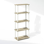 Furinno Turn-N-Tube Book Shelf, 5-Tier Bookshelf, Bookcase with Multipurpose Compact Display Rack, 11.6 x 23.6 x 57.4, for Living Room, Bedroom, Home Office, Sonoma Oak/White