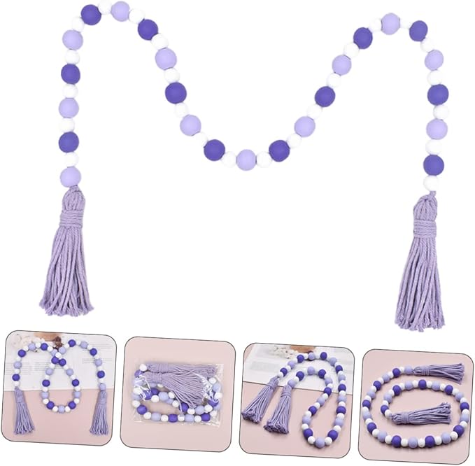 PRETYZOOM Contemporary Tassel Decor Pendant Beaded Tassel for Home Wooden Beads String Hanging Decor Ornament