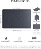 Fluxynara Bulletin Board,35.4" x 23.6" Cork Board Alternative with 12 Safe Removable Adhesive Tabs, Foldable Felt Pin Board for Home Office, Classroom, Bedroom,Entryway for Walls—Navy Blue