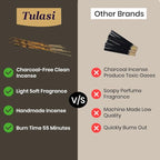 Tulasi Sandalwood Incense Sticks - 48 Natural Scent Sticks | with Real Herbs | Long-Lasting 55-Minute Burn | Natural Essential Oils | Perfect for Meditation, Yoga & Removing Negative Energy