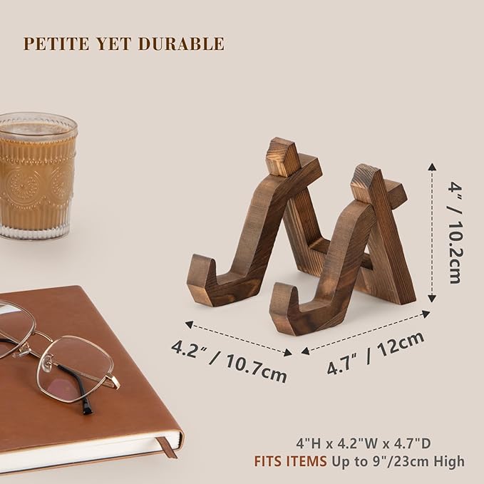 ANBOXIT Plate Display Stand, 4 Inch Plate Holder for Displaying, Decorative Picture Frame Dish Photo Plaque Platter Wood Stand