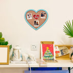 BENECREAT Heart Pin Cork Board, Bulletin Display Board Wall Mounted Cork Board with Light Sky Blue Frame for Brooch Pin Storage Display, Office Home and School Decor, 6.9x7.8inch