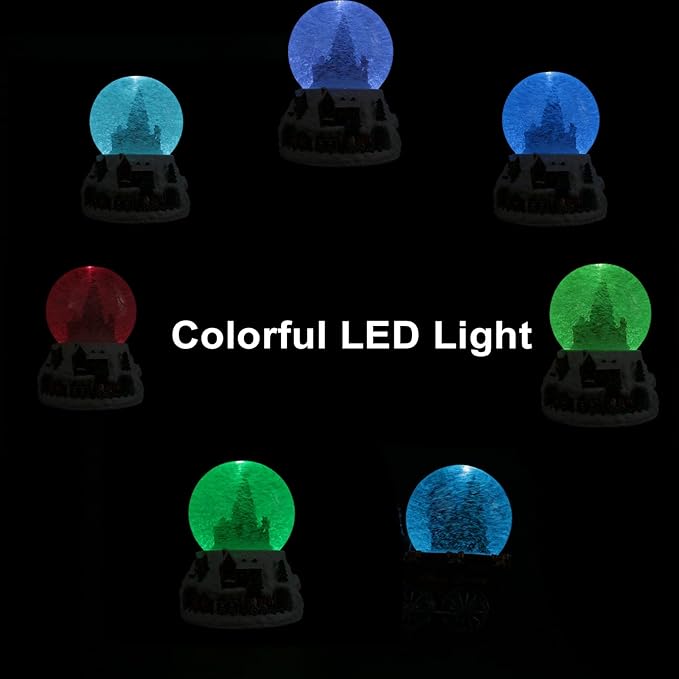 Christmas Snow Globe with LED Light Musical Snowflakes Holiday Decoration Gift, 5.9 Inch Santa Claus and Christmas Tree Water Globe.