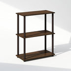 Furinno Turn-N-Tube Book Shelf, 3-Tier Bookshelf, Bookcase with Multipurpose Compact Display Rack, 11.6 x 23.6 x 29.6, for Living Room, Bedroom, Home Office, Walnut/Brown