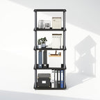 Furinno Turn-N-Tube Book Shelf, 5-Tier Bookshelf, Bookcase with Multipurpose Compact Display Rack, 11.6 x 23.6 x 57.4, for Living Room, Bedroom, Home Office, Black/Grey