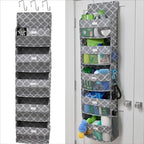 GORILLA GRIP Over The Door Organizer Storage, 5 Deep Hanging Shelves, Holds 50lbs, Closet Organizers Shelf for Bedroom, Shoes, Bathroom, Nursery, Dorm Essentials, 58x15 Inches, Quatrefoil
