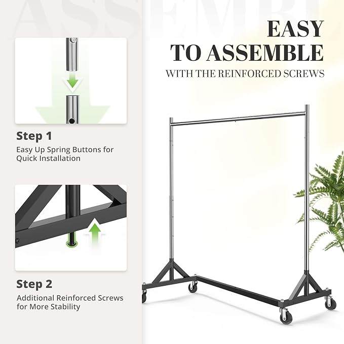 HOKEEPER Clothes Rack Z Base Clothing Rack Heavy Duty Clothes Rack for Hanging Clothes Hold 500LBS Commercial Garment Rack with Wheels Adjustable Rolling Portable 24" Dx63 Wx71 H, 2 Pack