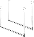 Adjustable Hanging Closet Rod, Extender Hanging Rod, Closet Hanging Organizer, Heavy Duty Closet Bar, Hanging Rod (2 Pack, Chrome)