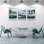 MHARTK66 Wall Art for Living Room,Mountain Landscape Wall Decor,Large Foggy Forest Artwork for Walls, 3 Piece Nature Paintings Prints for Bedroom Hallway Office Kitchen Home Decorations, 20x28 Inch