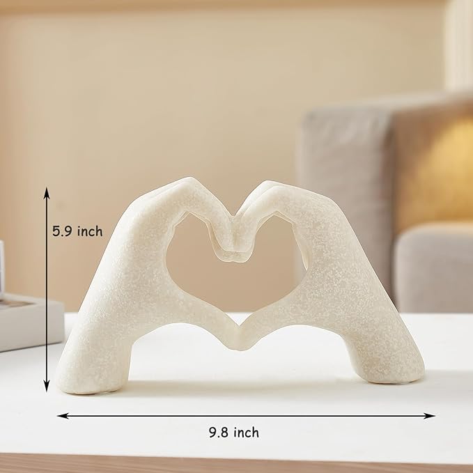 Marble Gesture Heart Decoration, Modern Love Statue Finger, Abstract Heart Hands Sculpture Home Wedding Decoration,Shelf Decor