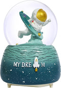 Astronaut Snow Globes, 80MM Musical Glitter Snow Globe to Explore The Vast Starry Sky, Astronaut Musical Snowglobe