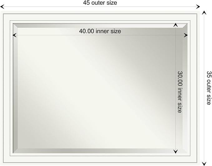 Amanti Art White Wall Mirror 35x45 Craftsman White Rectangle Bathroom Mirror for Wall Decor Living Room, X-Large Casual Wood Frame, Hangs Horizonally and Vertically, Bathroom Decor, Beveled Edge