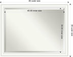Amanti Art White Wall Mirror 35x45 Craftsman White Rectangle Bathroom Mirror for Wall Decor Living Room, X-Large Casual Wood Frame, Hangs Horizonally and Vertically, Bathroom Decor, Beveled Edge