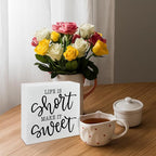 Farmhouse Wooden Signs, Life Is Short Make It Sweet Sign, Country Wood Signs, Home Decor, Gift For Her, Housewarming Gift, Box Sign Decor Tabletop, 5.1x5.1inches