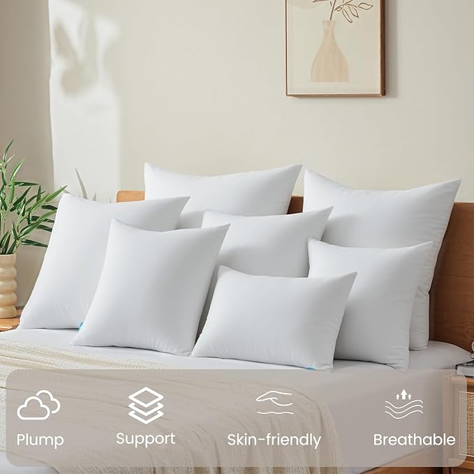 QUIETSEA 12x20 Pillow Inserts, Pack of 2 Lumbar Throw Pillow Inserts, Fluffy and Soft Rectangle Decorative Pillows for Bed, Couch and Sofa