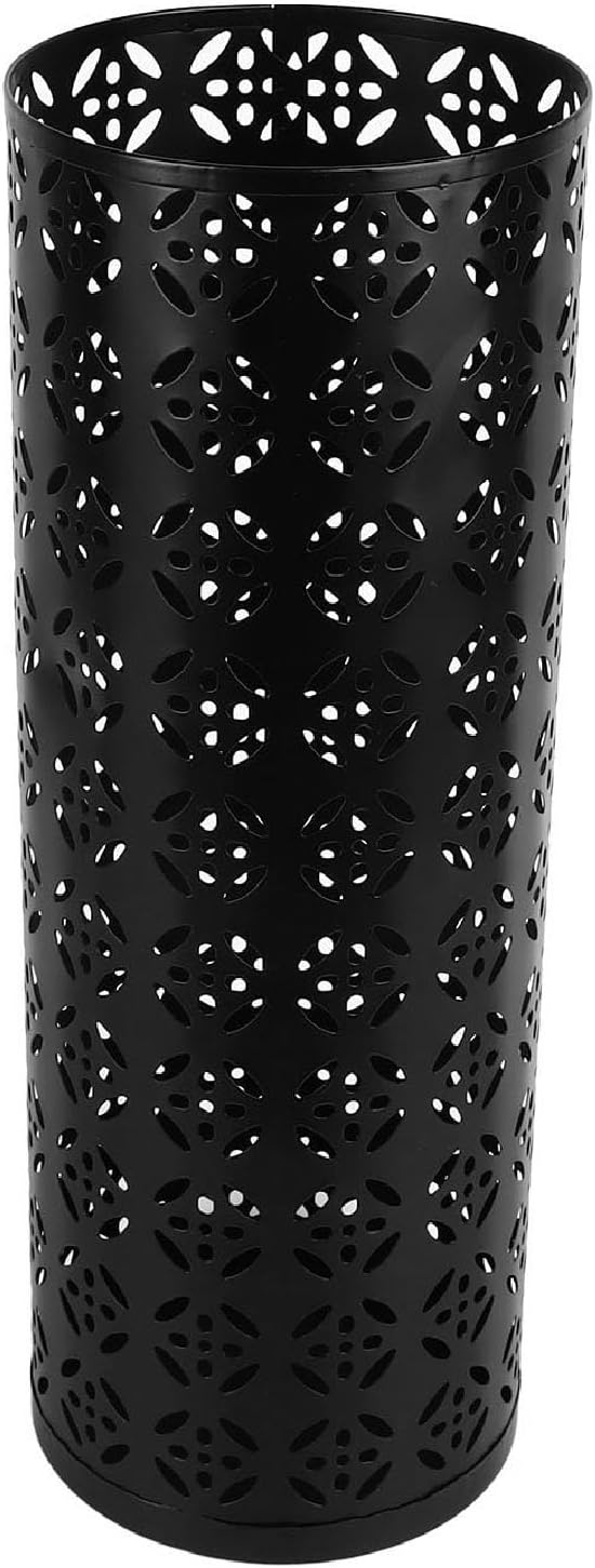 Zerodis Large Round Hollow Design Metal Umbrella Holder, Stylish Gold Finish Steel Umbrella Stand for Entryway, Home Office, and Outdoor Use (L)