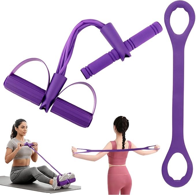 Fitness Resistance Bands- 6 Tube Pedal Ankle Puller with Handle & Tensile Rope for Exercise Sit Up Exercise Equipment Elastic Home Gym Equipment for Women Men
