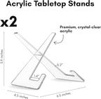 Americanflat Acrylic Easel Stand - 6" Tabletop Easel and Plate Stand - Set of 2 - Lightweight Display Holders for Photos, Cards, Frames, Books, Magazines, Albums - Home or Office Decor