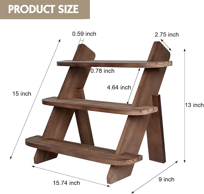 2Pcs Wooden Cupcake Stand, 3 Tier Wood Rustic Cupcake Stand, Dessert Display Stand Shelf, Buffet Risers for Table Display, Tool Free Installation Cupcake Stands for Birthday Party Decoration Supplies