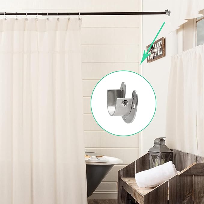 4PCS Heavy Duty Stainless Steel Rod Brackets - 1-1/3 Inch Diameter, U & Round Closet Rod End Supports, Silver