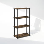 Furinno Turn-N-Tube Book Shelf, 4-Tier Bookshelf, Bookcase with Multipurpose Compact Display Rack, 11.6 x 23.6 x 43.2, for Living Room, Bedroom, Home Office, Columbia Walnut/Black