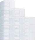 NEWBULIG 36 Clear Shoe Storage Boxes, Shoe Organizer for Closet with Lid, Plastic Stackable Breathable Shoe Cabinet with Lid for Sneakers, Heels & Boots, White