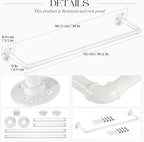 ERYTLLY Industrial Pipe Wall Mounted Clothes Rack,38 Inches Heavy Duty Detachable Garment Rack,Multi-purpose Hanging Rod for Closet,White