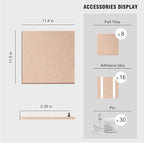 TSJOFFICE Large Cork Board for Wall - 48" x 24" Bulletin Board with 30 Pushpins for Office Decor, Pin Board 8 Pack Felt Tiles with Safe Removable Adhesive Tabs, Corkboard for Home - Cinnamon & White