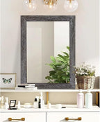 AAZZKANG Wall Mirror with Rectangle Wood Frame Large 28"x20" Rustic Decorative Hanging Mirrors for Bedroom Bathroom Living Room Home Office