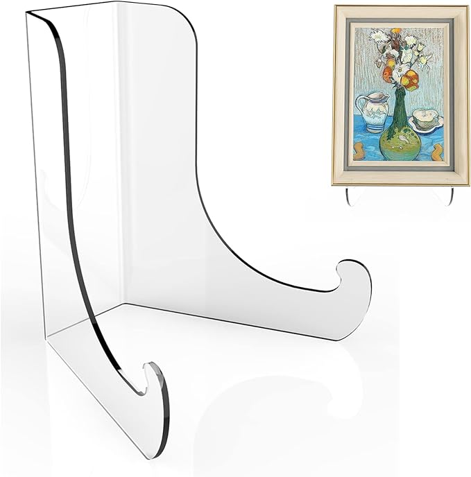 Boloyo Flat Back Acrylic Plate Display Stand , 3 Inch 2PC Clear Acrylic Display Holder Easel Base for Home Office Kitchen School Art Display