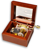 BinkeGG Play (Unchained Melody) Brown Wooden Hand Crank Music Box with Sankyo Musical Movement (65 Tunes Option)