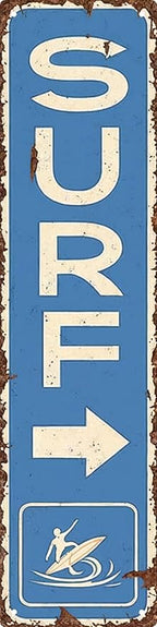Vintage Surf Beach Nautical Metal Tin Sign 4x16 in Durable Metal Wall Art for Home Bar Cafe & Outdoor Decor
