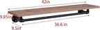 Clothes Rack 42in, Wall Mounted Garment Rack with Real Wood Shelf, Heavy Duty Hanging Clothes Rack, Multi-Purpose Hanging Rod, Space-Saving Closet Storage