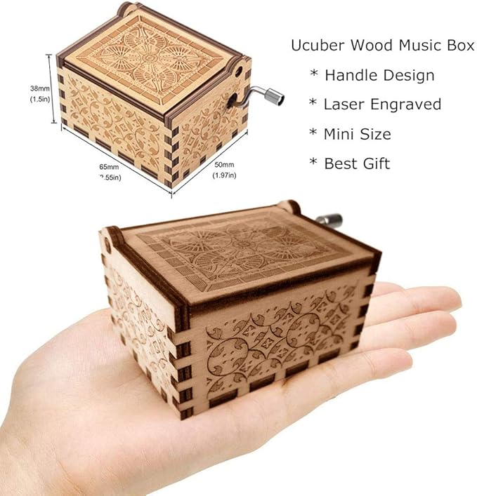 Ucuber You are My Sunshine Music Box, Gift for Mom from Daughter, Wood Laser Engraved Vintage Mini Size Boxes, Unique Best Mother's Day, Birthday/Christmas, Thanksgiving Day