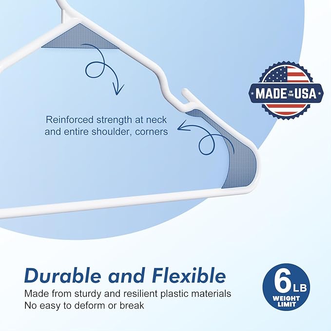 HOUSE DAY 200 Pack Plastic Clothes Hangers, Commercial Bulk Shipment for Business, Sturdy Durable Notched Hangers Ideal for Retail Dry Cleaners Warehouses, Save Cost & Warehouse Space - White