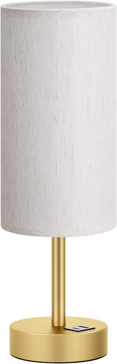 Dicoool Small Touch Bedside Lamp with USB - 3 Way Dimmable Gold Table Lamp for Bedroom, Nightstand Lamp with Gold Charging Station for Desk Dorm, Office