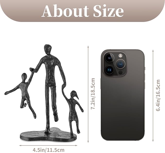 Sziqiqi Dad Birthday Gifts for Father - Dad Daughter Son Iron Statue Father Childs Love Sculpture Decoration for Fathers Day Wedding Christmas Figurine Memorial Gifts for Son Husband