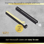 Pack of 5 Matte Black Aluminum Waterproof Mezuzah Case, Fit up to 5" / 12cm Mezuzah Scroll, with Embossed Matte Black SHIN, Easy Peel and Stick (Scroll Not Included)