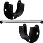 1-1/4 Inch 4 Packs Black Heavy Duty Stainless Steel Closet Rod End Supports Closet Pole Sockets Flange Rod Holder with Screws， Closet Shelf and Rod Brackets (Open Flange)