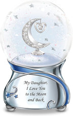 The Bradford Exchange My Daughter, I Love You to The Moon and Back Snowglobe with Moon and Heart Charm (Silver with Blue Designs)