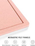 Fluxynara Bulletin Board, 23.6" x 17.5" Cork Board Alternative with 12 Safe Removable Adhesive Tabs, Foldable Felt Pin Board for Home Office, Classroom, Bedroom,Entryway for Walls—Pink